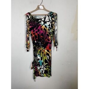 Cache Womens Dress Small Colorful Rainbow Retro Abstract Art to Wear Party 80s
